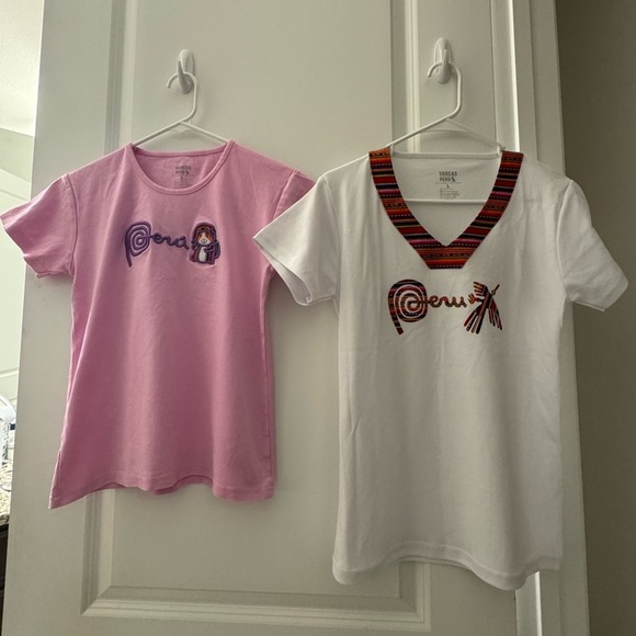 Yancas Peru Other - Set of two Kids/Girls Large Pink and White T-Shirts Peru